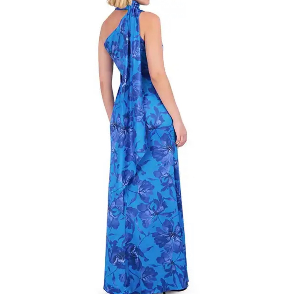 Vince Camuto-Printed Satin Scarf-Neck Gown NWT - Picture 2 of 2